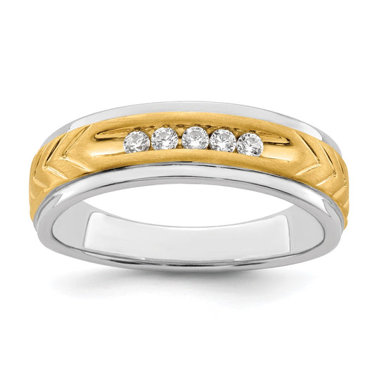 Buy Stylish 14K Two-Tone Men's Channel Band with 1/6 Carat Diamonds