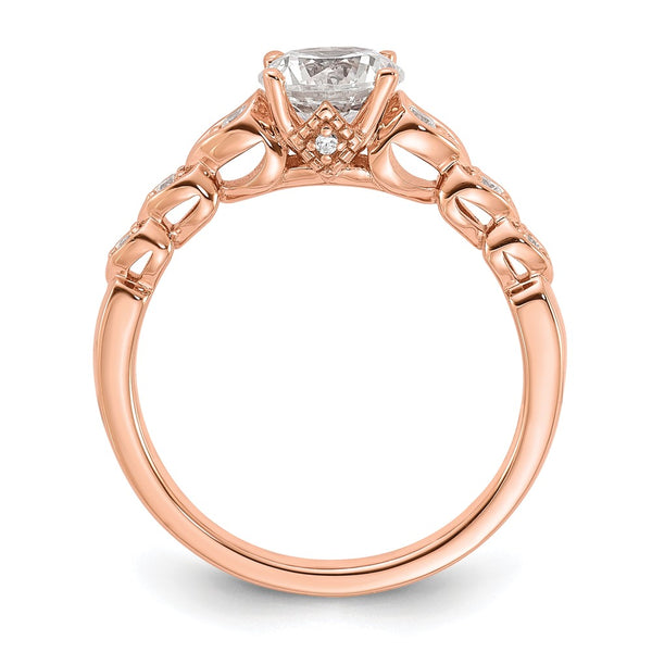 14K Rose Gold Semi-Mount Engagement Ring with Diamond Accents