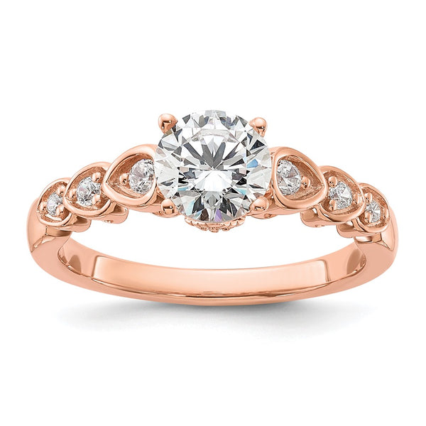 14K Rose Gold Semi-Mount Engagement Ring with Diamond Accents