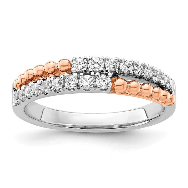 14K Two-Tone Gold Band with 1/3 Carat Lab-Grown Diamond
