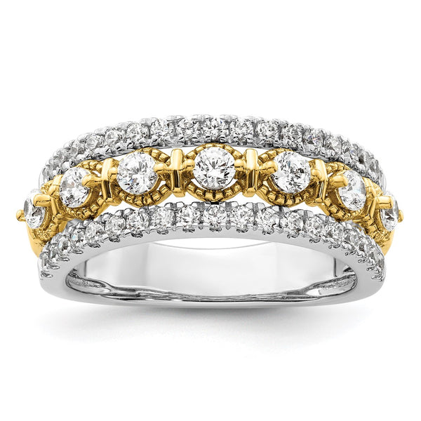 14K Two-Tone Band with 7/8 Carat Lab-Grown Diamond, VS/SI+