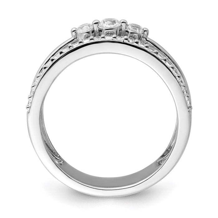 High-Quality 14K White Gold Double Band Ring with Diamonds - Stylish Luxury!-2
