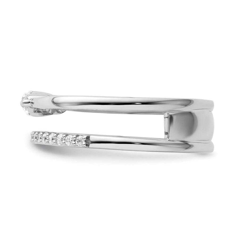 High-Quality 14K White Gold Double Band Ring with Diamonds - Stylish Luxury!