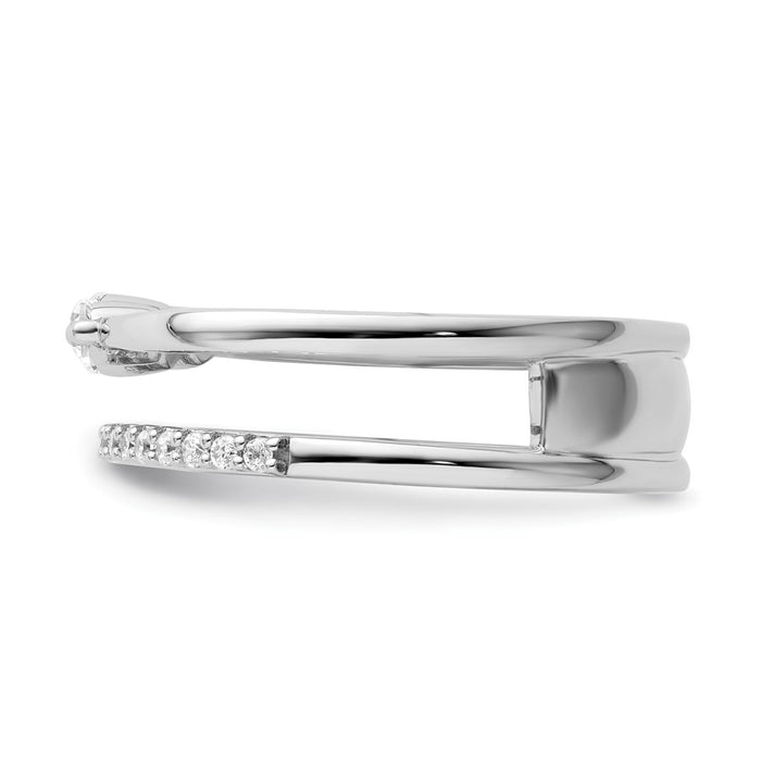 High-Quality 14K White Gold Double Band Ring with Diamonds - Stylish Luxury!-3