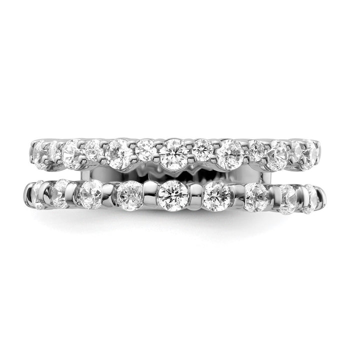 Shop Exclusive 14K White Gold Double Band Diamond Ring - Stylish & Affordable-4