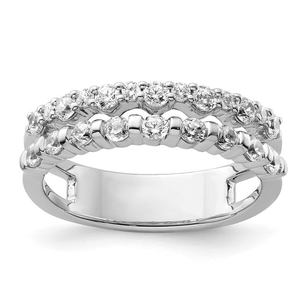 14K White Gold Double Band Diamond Ring - Style GR1-1019442