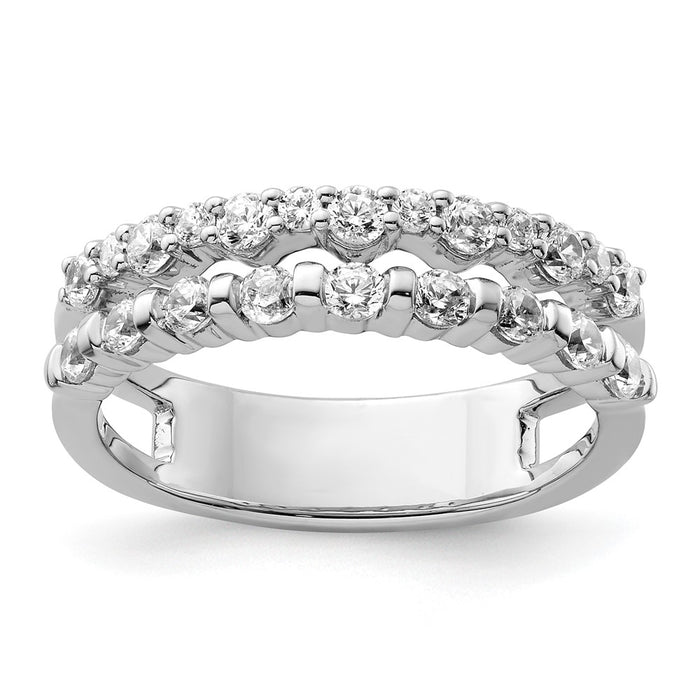 Shop Exclusive 14K White Gold Double Band Diamond Ring - Stylish & Affordable-1