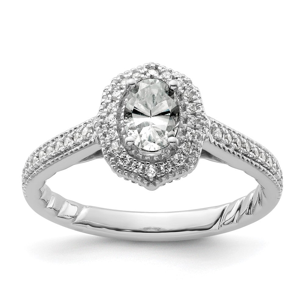Buy Exclusive 14K White Gold Vintage Oval Halo Diamond Semi-Mount Ring