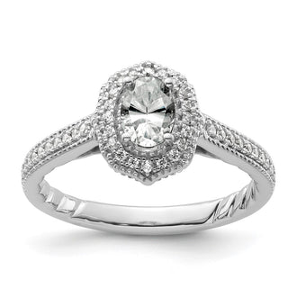 Buy Exclusive 14K White Gold Vintage Oval Halo Diamond Semi-Mount Ring