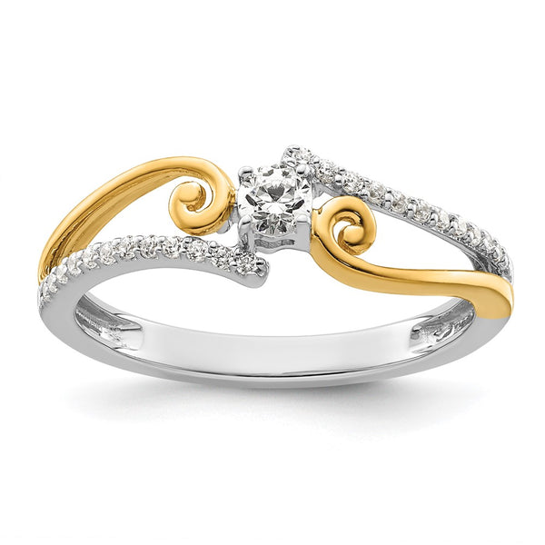 14K Two-Tone Bypass Diamond Engagement Ring - 1.5 Carats