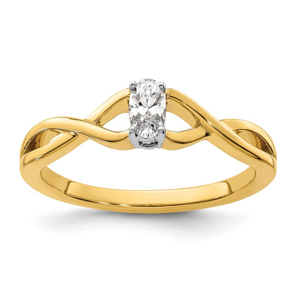 14K Two-Tone Oval Diamond Engagement Ring - Promise Ring