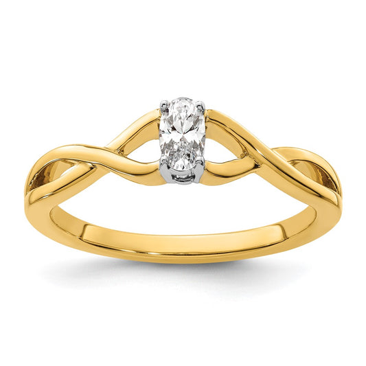High-Quality 14K Two-Tone Oval Diamond Engagement Ring | Stylish Promise Ring