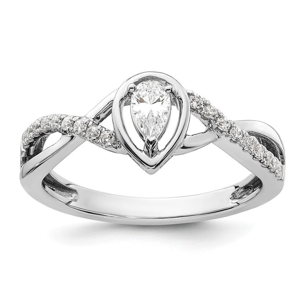 High-Quality 14K White Gold Pear-Cut Diamond Engagement Ring - Stylish Value