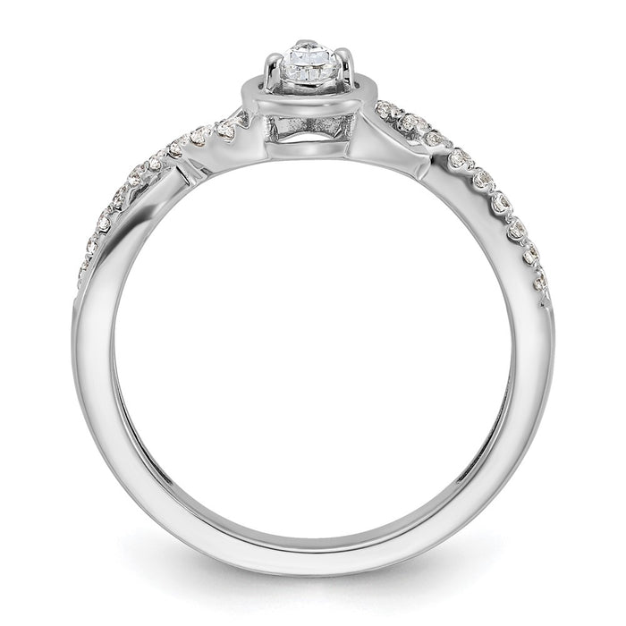 High-Quality 14K White Gold Pear-Cut Diamond Engagement Ring - Stylish Value-2