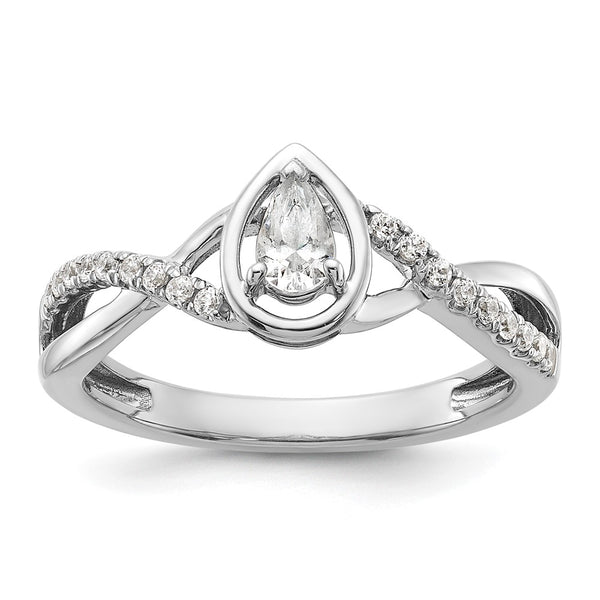 14K White Gold Pear-Cut Diamond Engagement Ring