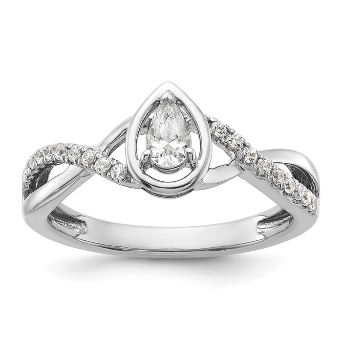 High-Quality 14K White Gold Pear-Cut Diamond Engagement Ring - Stylish Value-1