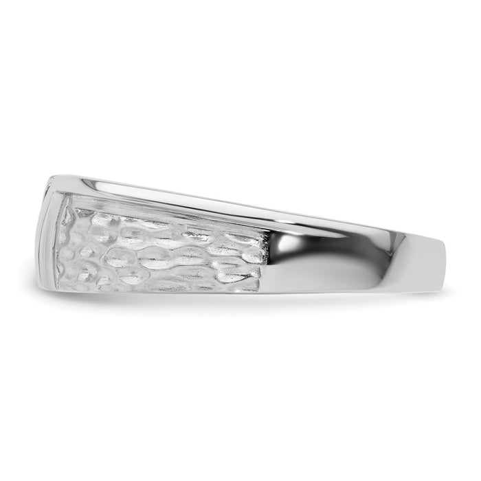 Buy Exclusive 14K White Gold Men's Wedding Ring - Polished, Satin, Hammered Finish-3