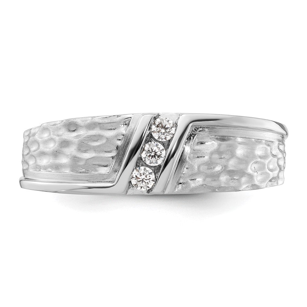 Buy Exclusive 14K White Gold Men's Wedding Ring - Polished, Satin, Hammered Finish