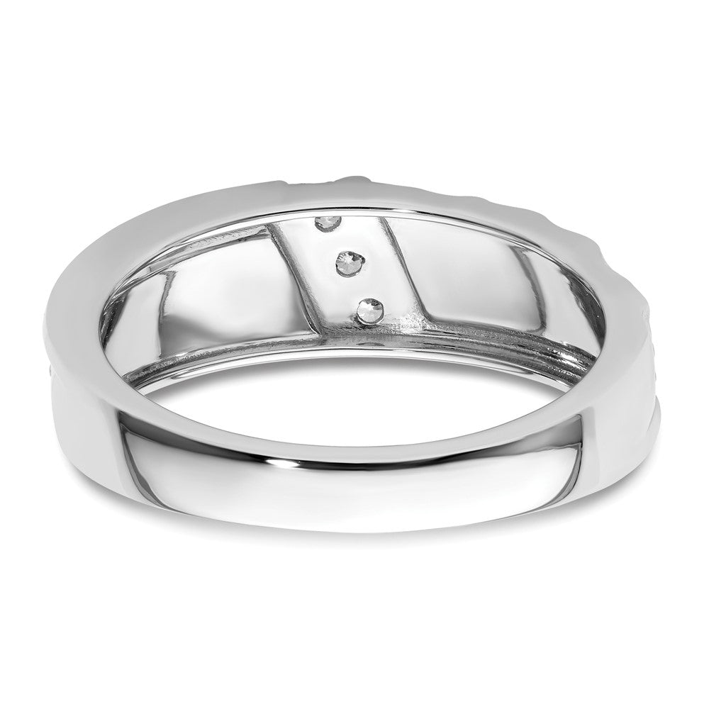 Buy Exclusive 14K White Gold Men's Wedding Ring - Polished, Satin, Hammered Finish