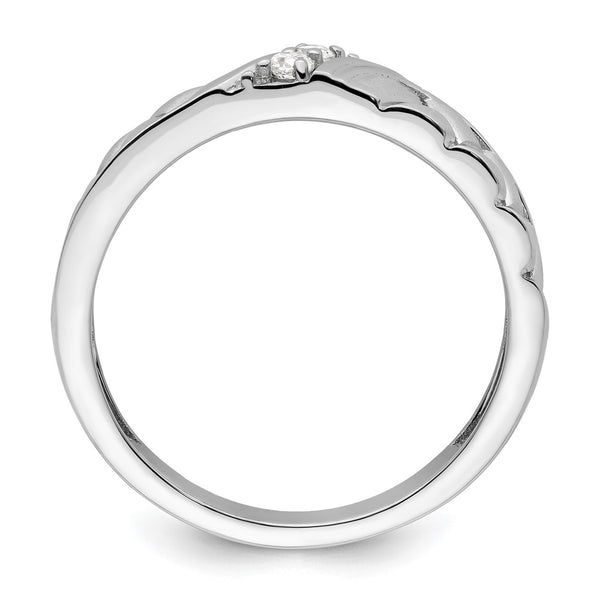 14K White Gold Men's Diamond Wedding Band - 8mm