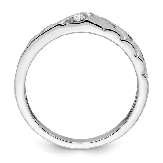 Exclusive 14K White Gold Men's Diamond Wedding Band - 8mm Stylish Design