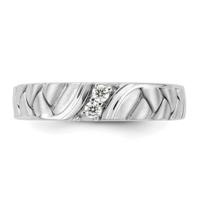 Exclusive 14K White Gold Men's Diamond Wedding Band - 8mm Stylish Design-4