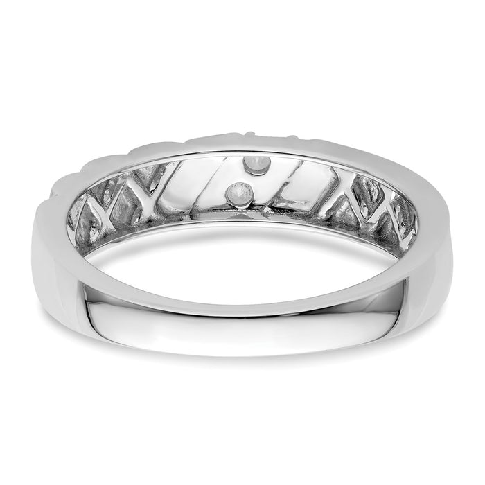 Exclusive 14K White Gold Men's Diamond Wedding Band - 8mm Stylish Design-5