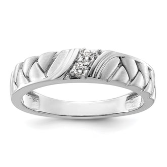 Exclusive 14K White Gold Men's Diamond Wedding Band - 8mm Stylish Design