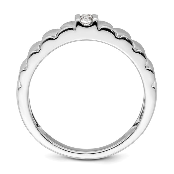 14K White Gold Men's Wedding Band - Polished Satin