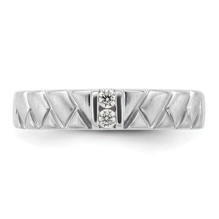 Exclusive 14K White Gold Men's Wedding Band - Stylish Polished & Satin Finish-4