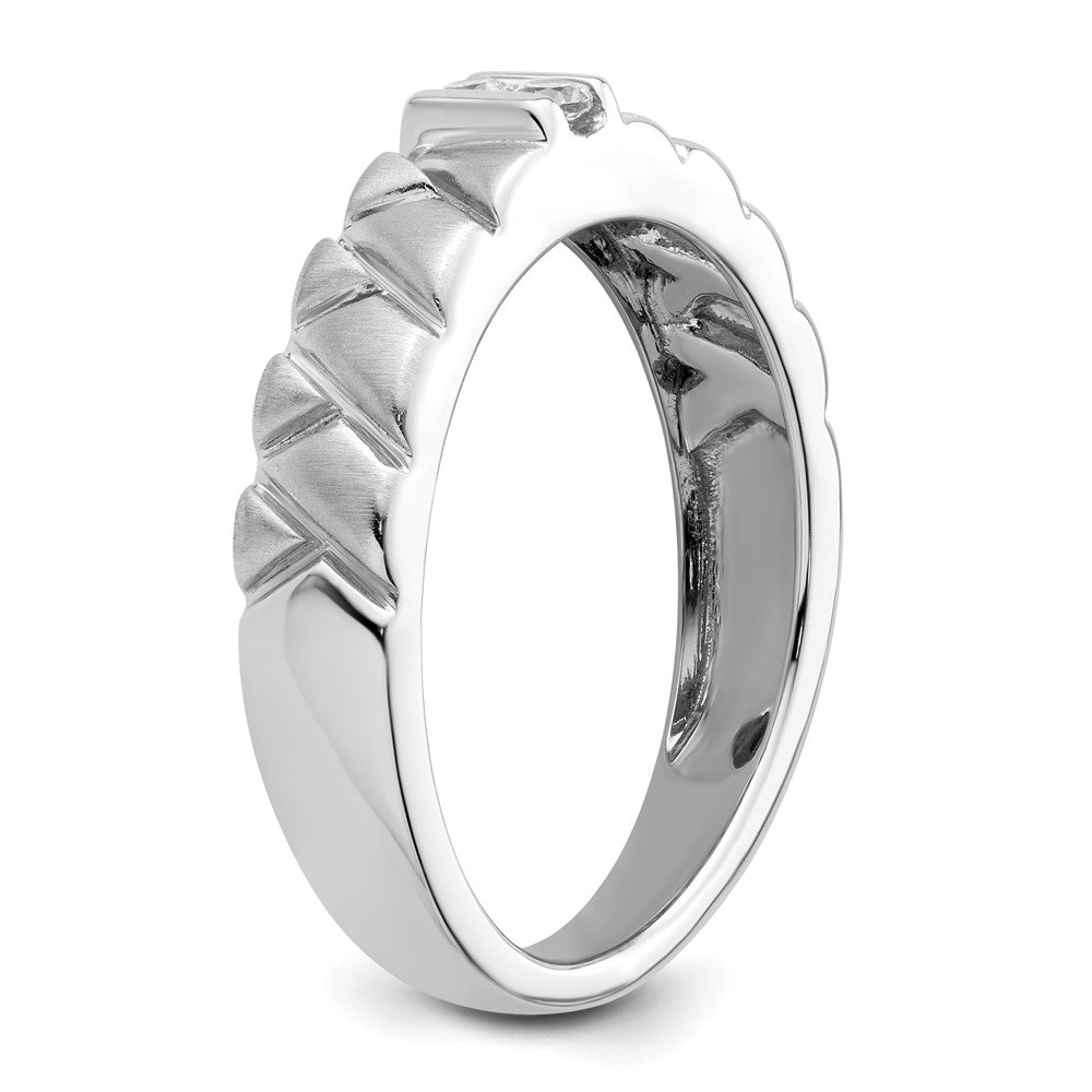 Exclusive 14K White Gold Men's Wedding Band - Stylish Polished & Satin Finish