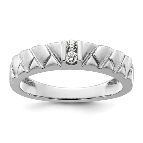 14K White Gold Men's Wedding Band - Polished Satin