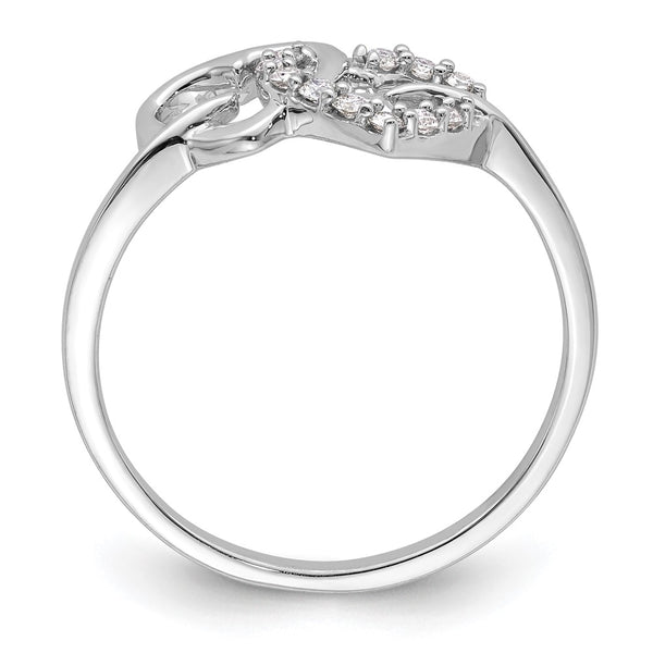 High-Quality 14K White Gold Double Heart Ring with 1/8 Carat Diamond - Stylish Value!