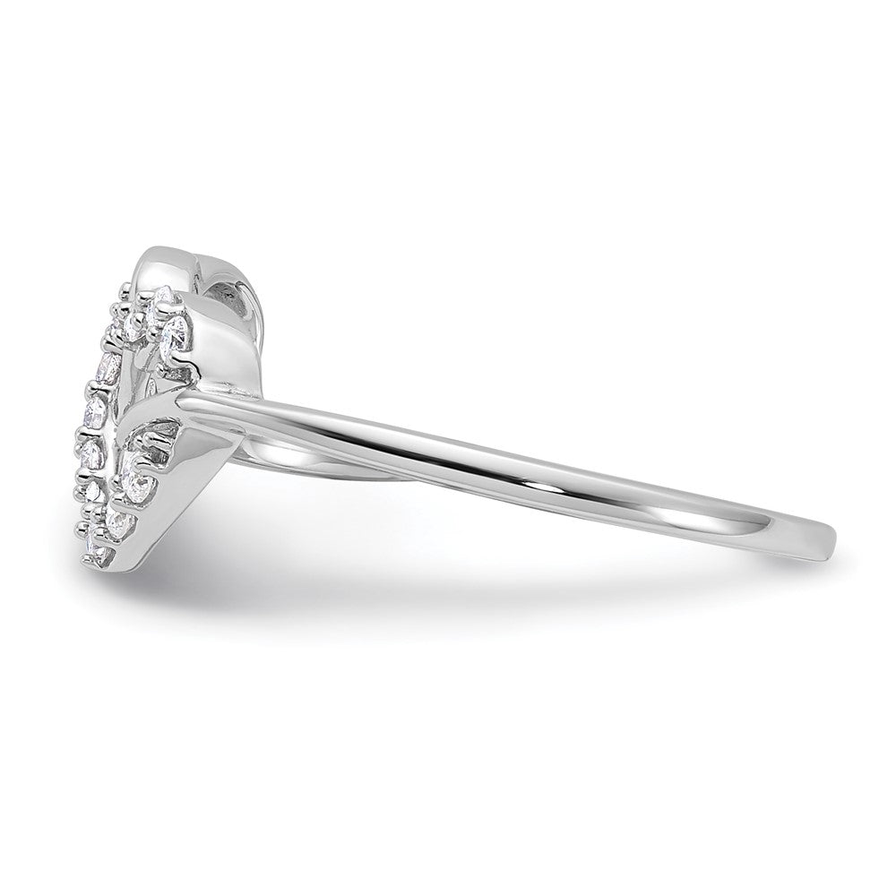 High-Quality 14K White Gold Double Heart Ring with 1/8 Carat Diamond - Stylish Value!