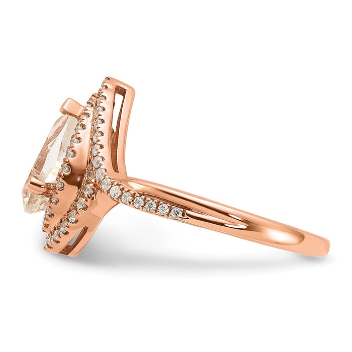 Buy Exclusive 14K Rose Gold Morganite Pear Engagement Ring - Stylish Floral Design-3