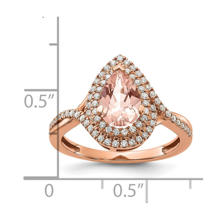 Buy Exclusive 14K Rose Gold Morganite Pear Engagement Ring - Stylish Floral Design-8