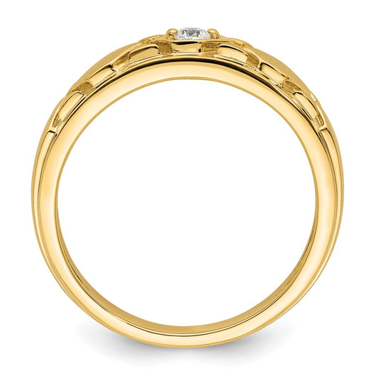 Exclusive 14K Grooved Men's Wedding Band with Diamonds - Stylish & Affordable