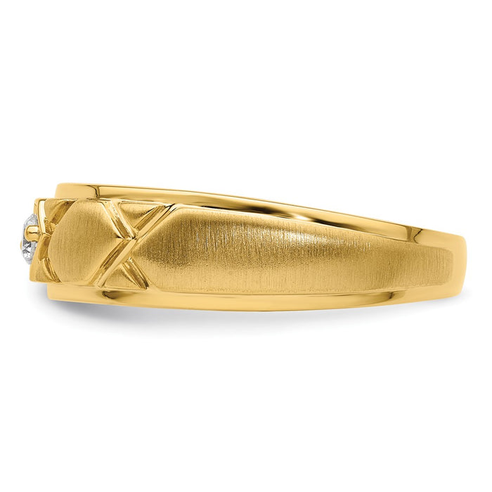 Exclusive 14K Grooved Men's Wedding Band with Diamonds - Stylish & Affordable-3