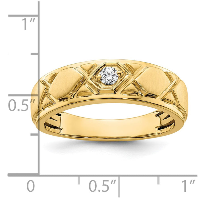 Exclusive 14K Grooved Men's Wedding Band with Diamonds - Stylish & Affordable-7