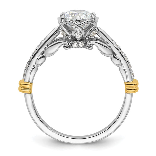 14K Two-Tone Diamond Semi-Mount Engagement Ring Setting - 1.0 ct