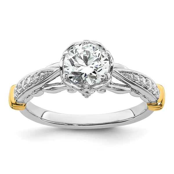 14K Two-Tone Diamond Semi-Mount Engagement Ring Setting - 1.0 ct