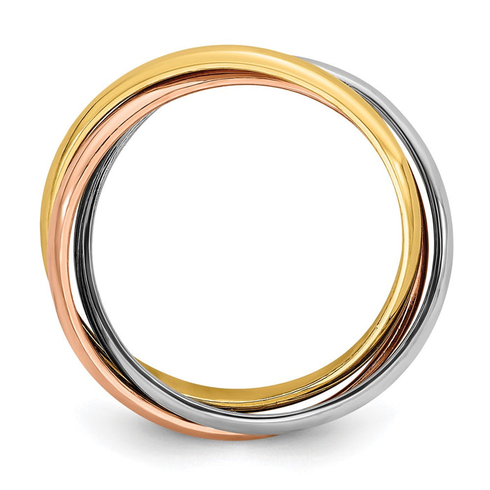 Buy Stylish 10K Tri-Color Polished Rolling Ring - Size 7.5 for Luxury Look-3