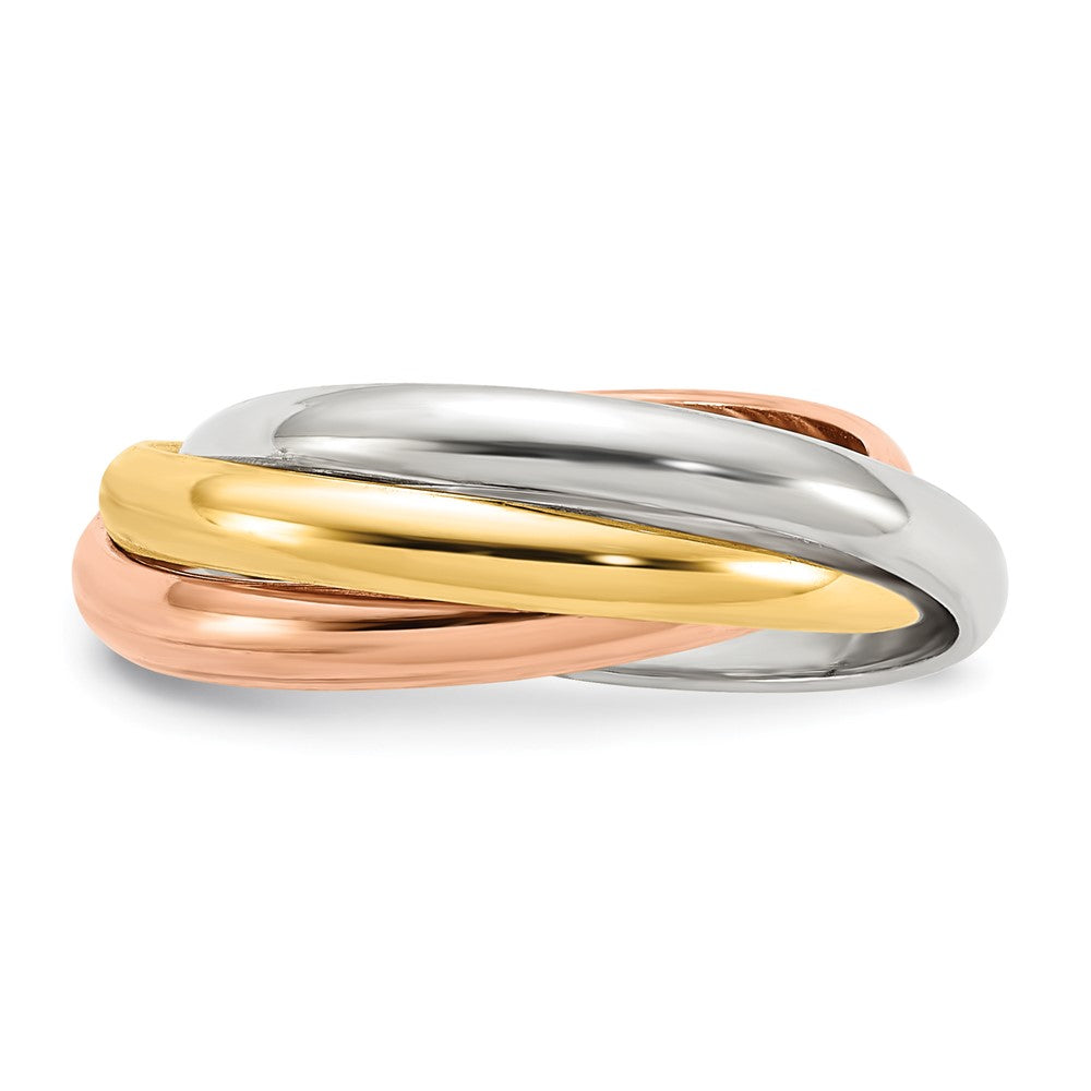 Buy Stylish 14K Tri-Color Polished Rolling Ring - Size 5, Affordable Luxury!