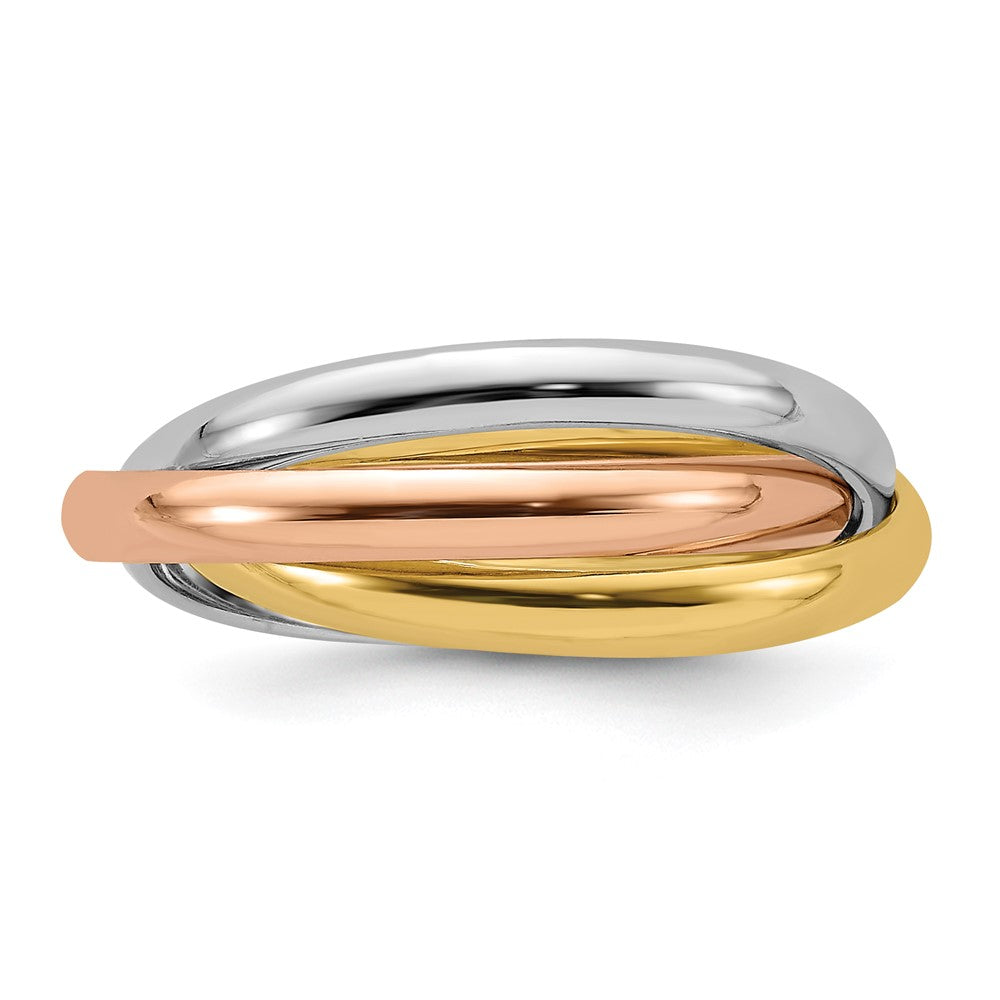 Buy Stylish 10K Tri-Color Polished Rolling Ring - Size 7.5 for Luxury Look