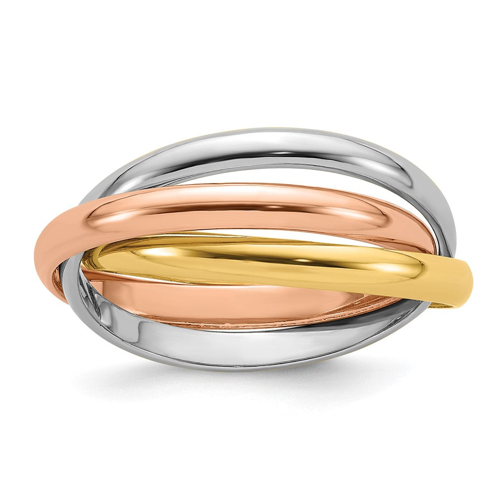 Buy Stylish 10K Tri-Color Polished Rolling Ring - Size 7.5 for Luxury Look