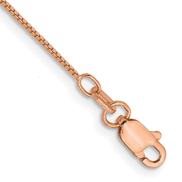 14K Rose Gold 10-Inch .7mm Box Link Anklet
