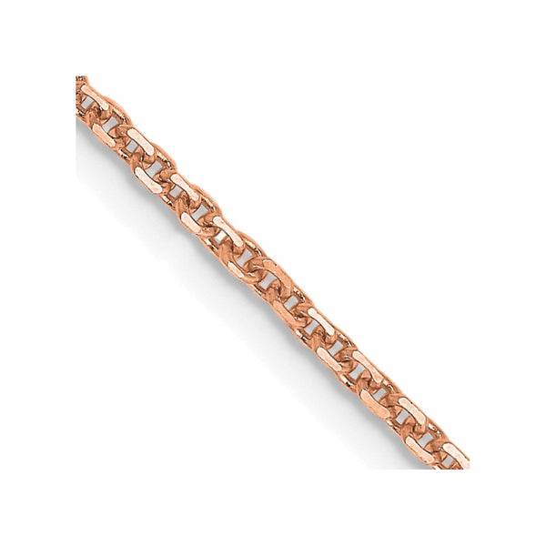 14K Rose Gold 22-Inch Diamond-Cut Cable Chain - 1.4mm Thick