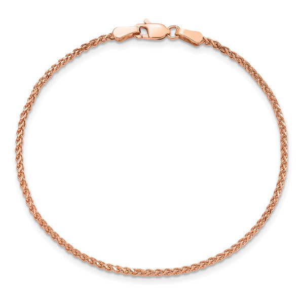 14K Rose Gold 7-Inch Diamond-Cut Spiga Bracelet - 1.7mm