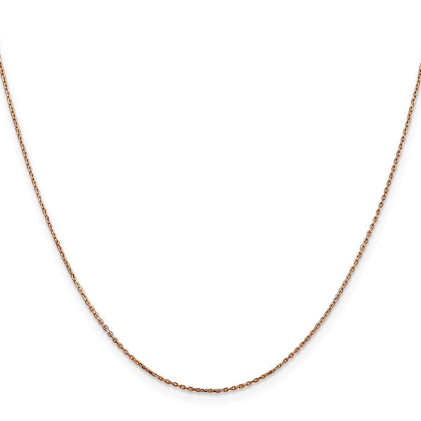 14K Rose Gold 22-Inch Diamond-Cut Cable Chain - 0.8mm Thickness