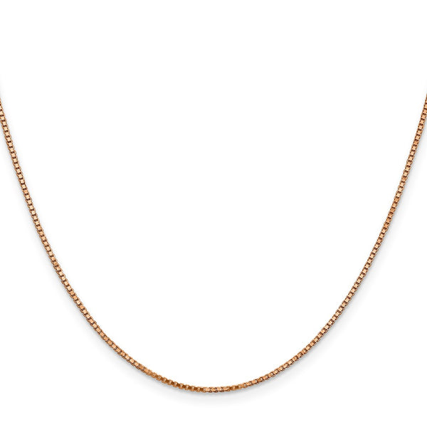 14K Rose Gold Box Link Chain - 1.10mm, Lobster Clasp